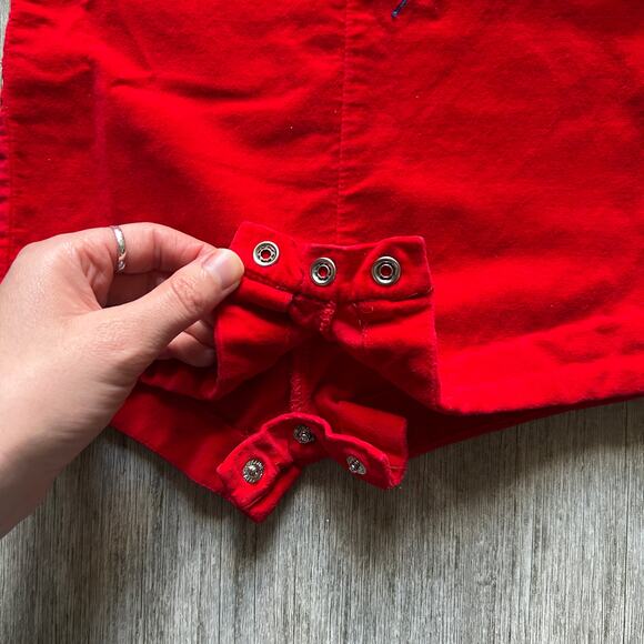Vintage Red 100% Cotton Velvet Embroidered Bear Train Romper Size 24 Months - Picture 5 of 9